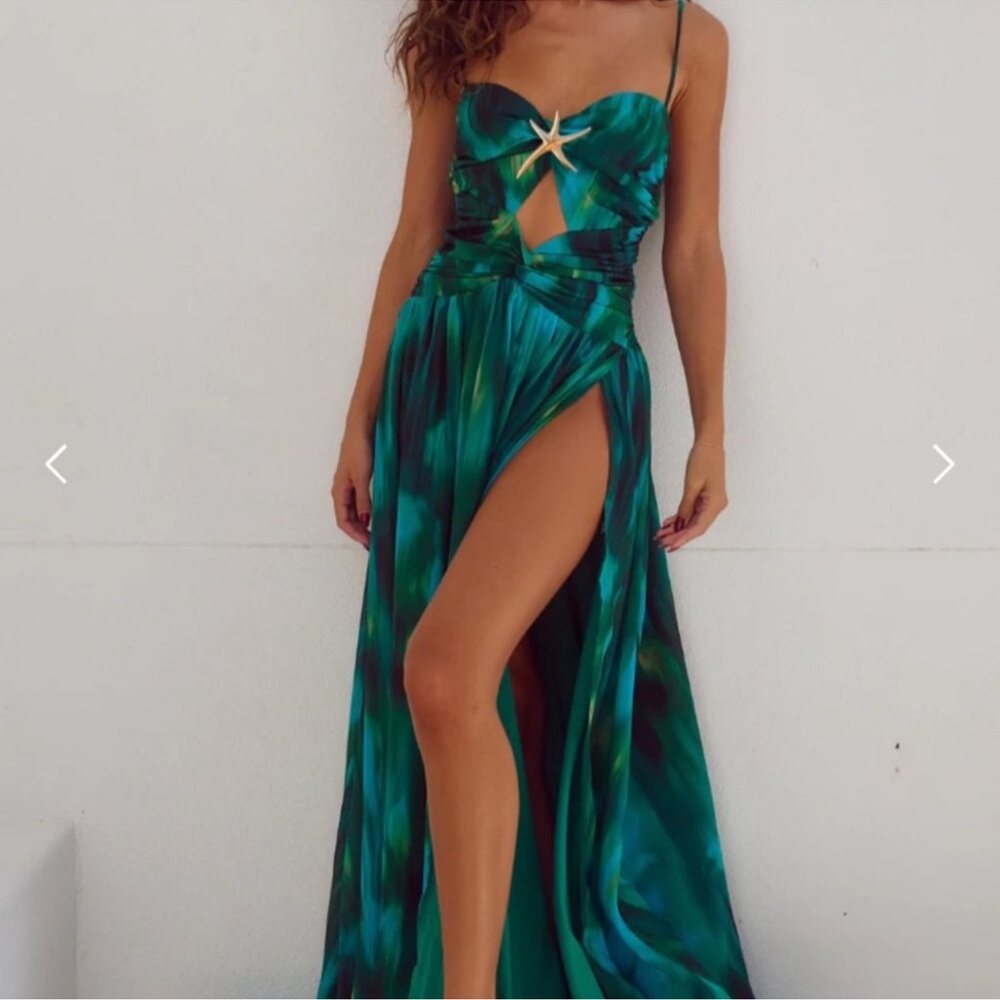 Runaway The Label Camille Maxi Dress in Cabana Green